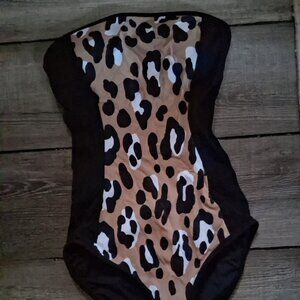 Michael Kors Collection  The Cage Leopard One Piece Strapless New Size 4  XS